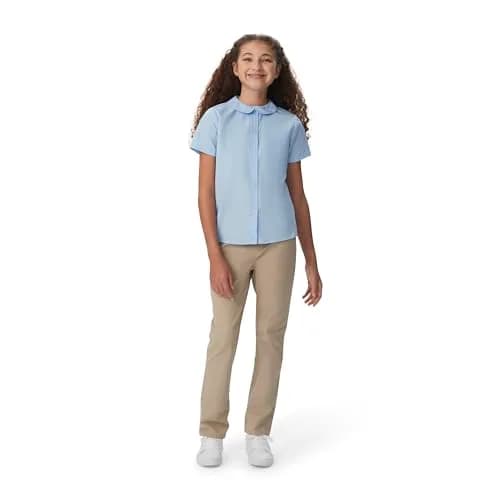 French Toast Girls' Short Sleeve Peter Pan Collar Blouse Light Blue 14 | Breathable Cotton-Blend for School & Casual Wear thumbnail 5