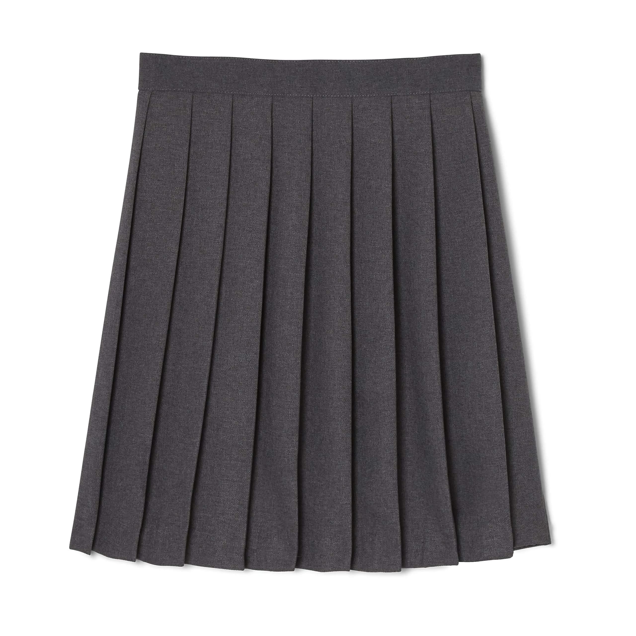 French Toast Girls' Adjustable Waist Mid Length Pleated Skirt, Heather Gray, 6X