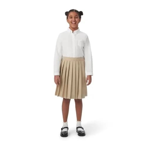 French Toast Girls' Adjustable Waist Mid Length Pleated Skirt, Heather Gray, 6X thumbnail 2