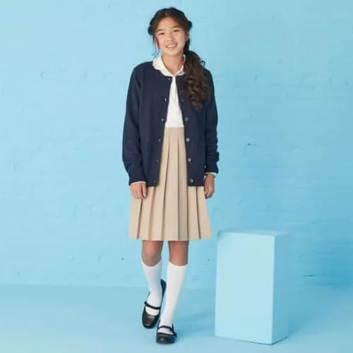 French Toast Girls' Adjustable Waist Mid Length Pleated Skirt, Heather Gray, 6X thumbnail 3