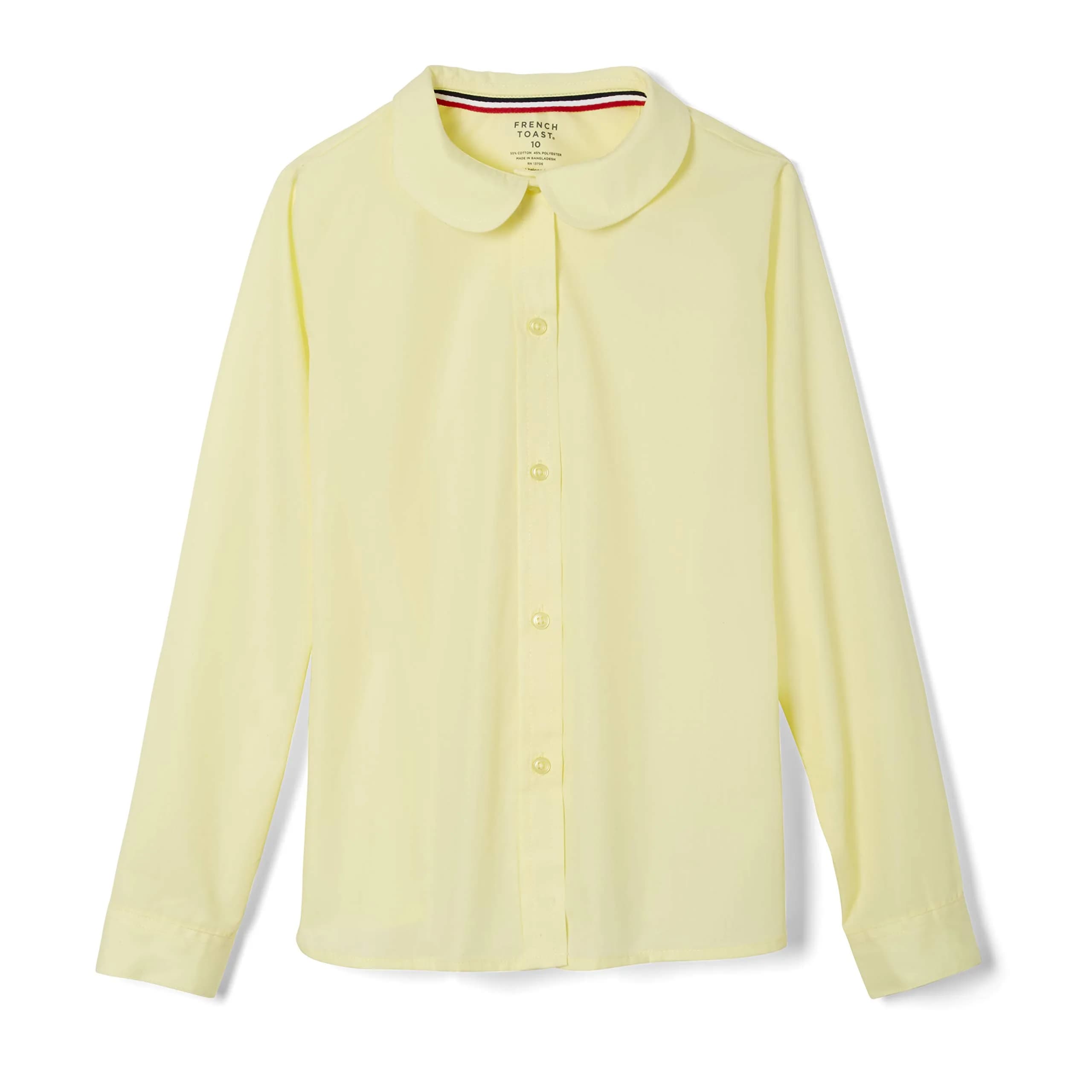 French Toast Girls' Long Sleeve Woven Blouse with Peter Pan Collar, Yellow, Size 4 | Classic & Comfortable (70-120 chars) - main product image