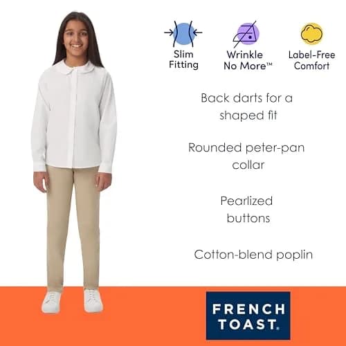 French Toast Girls' Long Sleeve Woven Blouse with Peter Pan Collar, Yellow, Size 4 | Classic & Comfortable (70-120 chars) thumbnail 5
