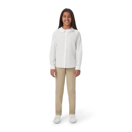 French Toast Girls' Long Sleeve Woven Blouse with Peter Pan Collar, Yellow, Size 4 | Classic & Comfortable (70-120 chars) thumbnail 2