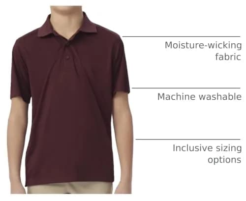 French Toast Unisex Kids Short Sleeve Pique Polo Shirt, Burgundy, 1416H | Breathable Cotton-Blend Uniform thumbnail 4