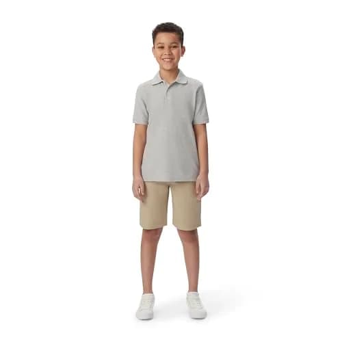French Toast Kids Short Sleeve Pique Polo Shirt Heather Gray | Comfortable & Durable (70-120 chars) thumbnail 2