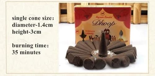 Mysore Sandal Dhoop Cones 20 Count | Natural Sandalwood Fragrance for Holistic Prayers thumbnail 2