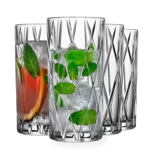 Orrefors City Highball Glass Set of 4 | 12 Fl Oz, Asymmetric Design, Crystal Glassware for Cocktails & Water thumbnail 1