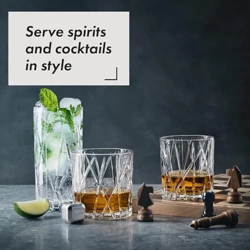 Orrefors City Highball Glass Set of 4 | 12 Fl Oz, Asymmetric Design, Crystal Glassware for Cocktails & Water thumbnail 5