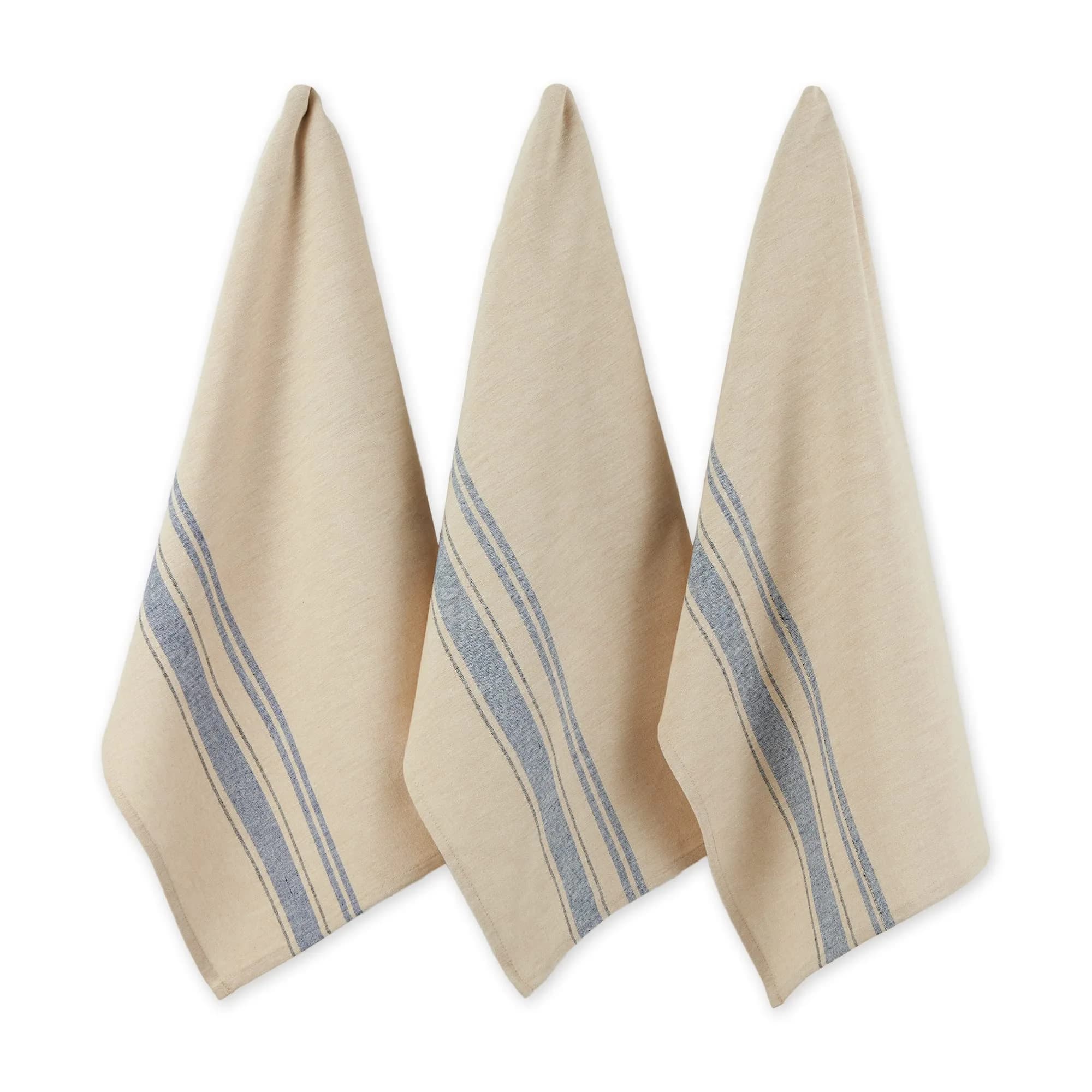 DII French Stripe Dishtowels Set of 3 | Nautical Blue 20 x 30 inches — Nautical Blue