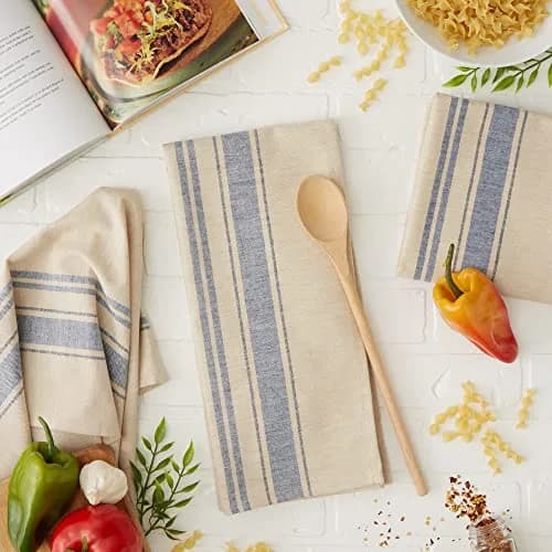 DII French Stripe Dishtowels Set of 3 | Nautical Blue 20 x 30 inches thumbnail 5