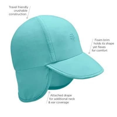 Coolibar Baby's All Sport Hat - UPF 50+ Sun Protection in White | Baby Sun Hat with Foam Brim & Neck Drape thumbnail 3