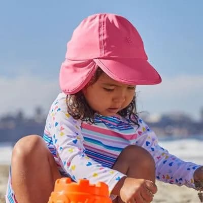 Coolibar Baby's All Sport Hat - UPF 50+ Sun Protection in White | Baby Sun Hat with Foam Brim & Neck Drape thumbnail 5