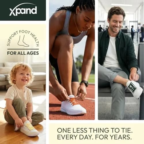 Xpand No Tie Elastic Shoe Laces for Sneakers - White | 1 Pair (2 Laces, 52" Stretches to 100") thumbnail 6