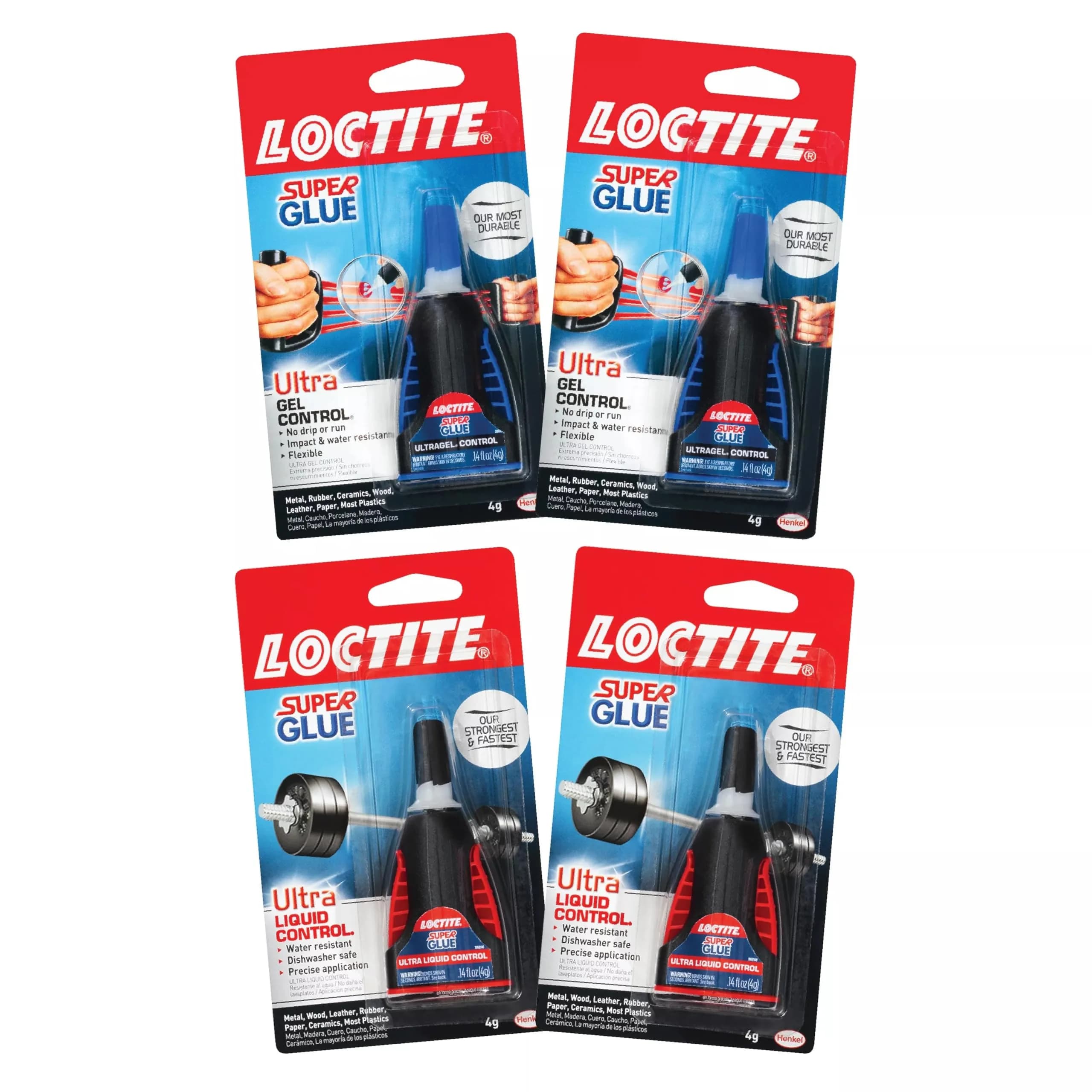 Loctite Super Glue Control Gel & Ultra Liquid 4-Pack | Instant Adhesive for Wood, Metal, Crafts, Repair