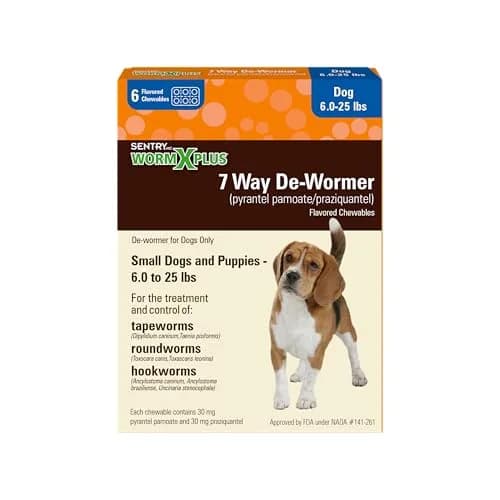 WORM X PLUS 7 Way De-Wormer Chewables for Dogs 6 Count | Broad Spectrum Tapeworm & Hookworm Control thumbnail 1