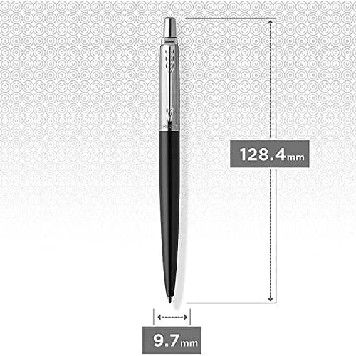 Parker Jotter Ballpoint Pen Bond Street Black with Chrome Trim Medium Point Blue Ink | Classic, Smooth & Imported from USA thumbnail 7
