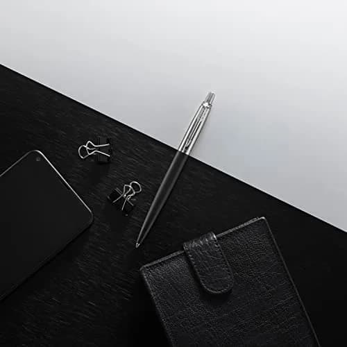 Parker Jotter Ballpoint Pen Bond Street Black with Chrome Trim Medium Point Blue Ink | Classic, Smooth & Imported from USA thumbnail 3