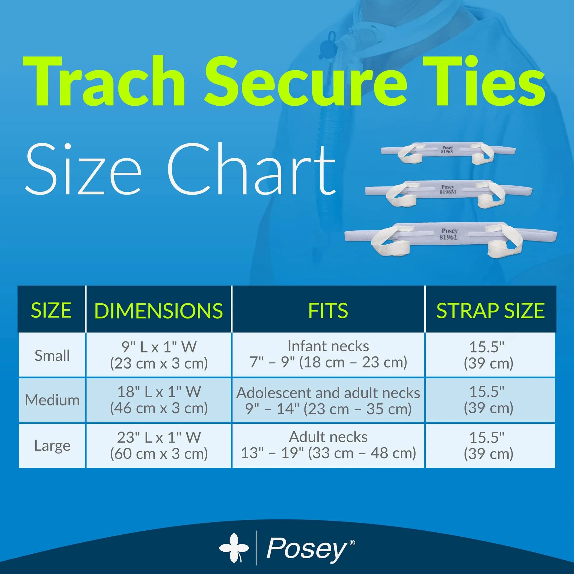 Posey 8196M Trach Tube Secure Tie, Medium Size, Pack of 12 | Secure Fit for Tracheostomy Care - view 4