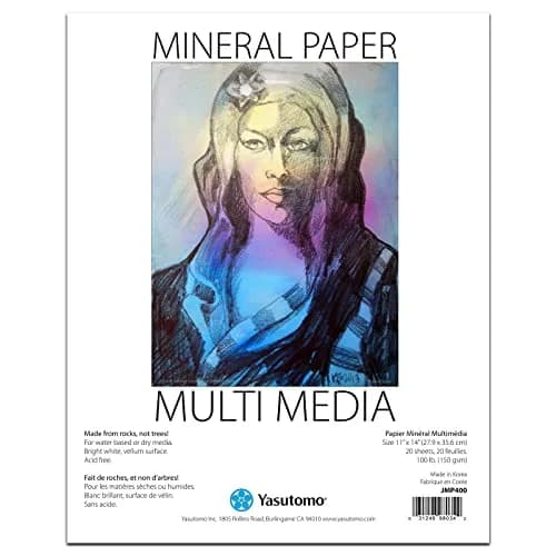 Yasutomo Mineral Paper Multi-Media Artist Pad 11 x 14 inches (20 Sheets) | Acid-Free, Water-Resistant Paper for All Mediums thumbnail 1