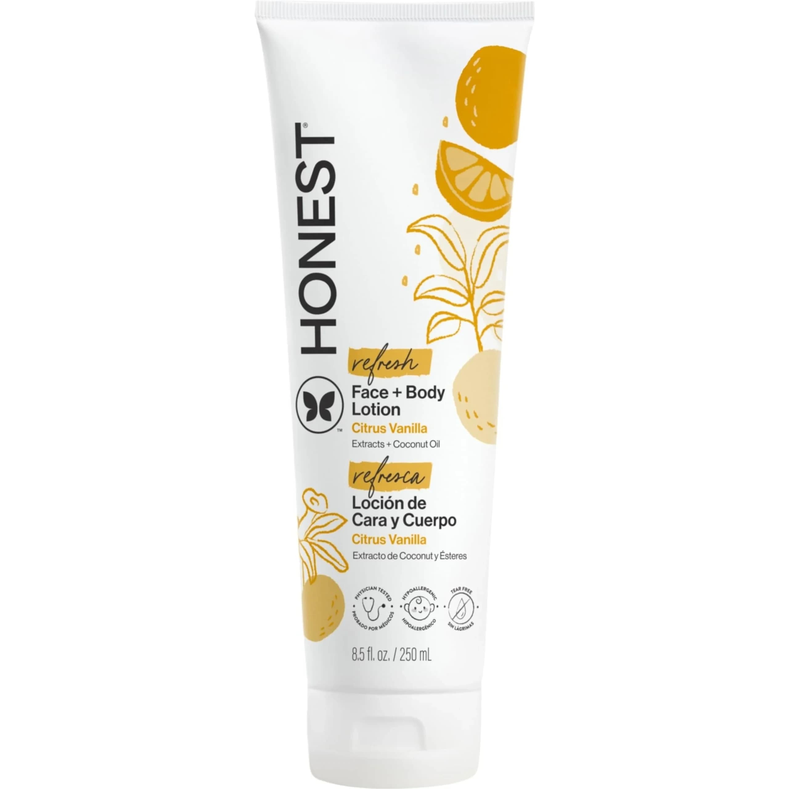 The Honest Company Fragrance-Free Face and Body Lotion 250ml (8.5 fl oz) | Hypoallergenic & Dermatologist-Tested — Citrus Vanilla Refresh