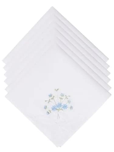 Selected Hanky Women's Cotton Handkerchiefs, Blue Floral | Elegant Floral Design, 11" x 11" thumbnail 1