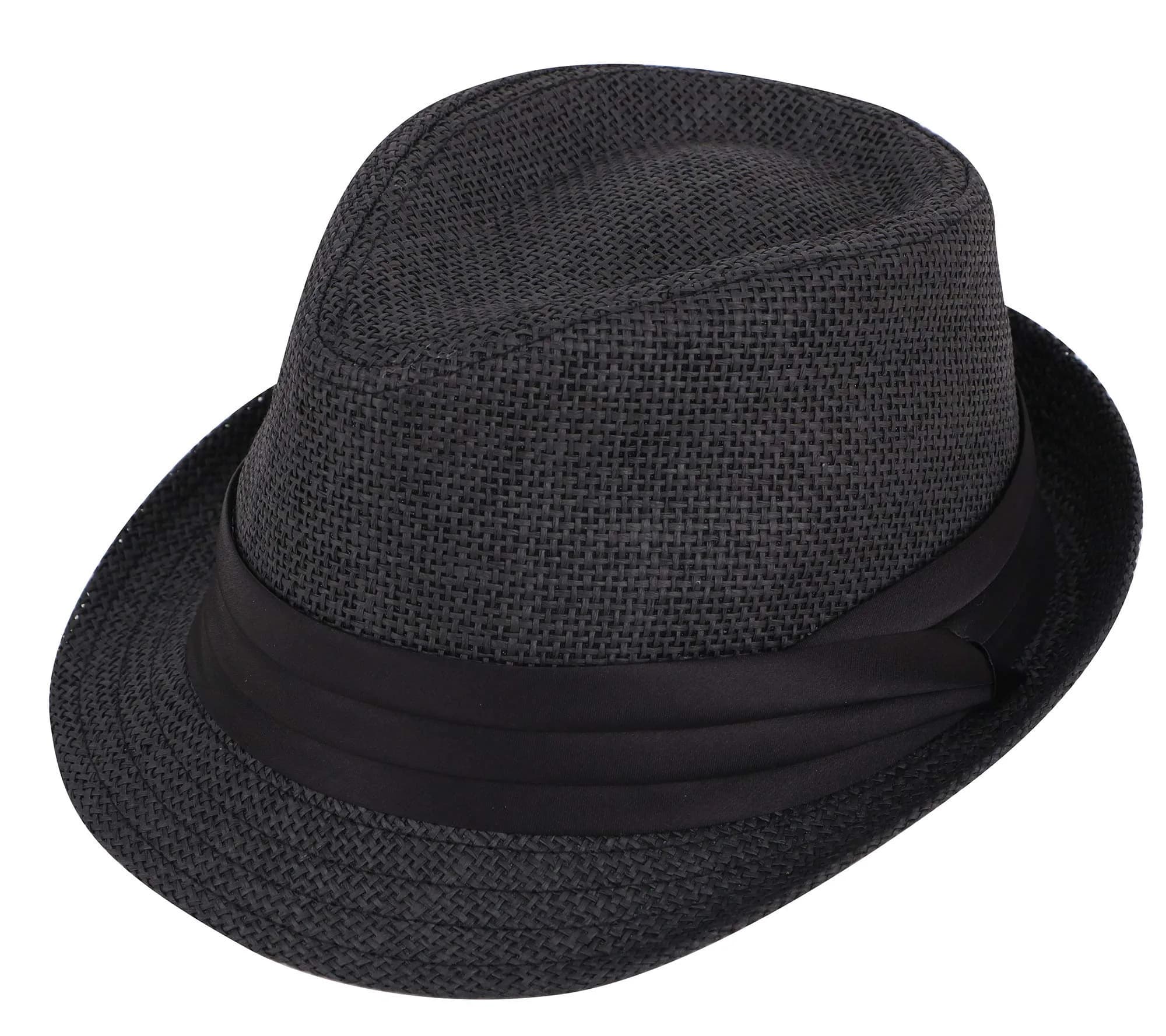Simplicity Fedora Hats for Men Black Fedora Straw Trilby Short Brim | Summer Unisex Sun Accessory