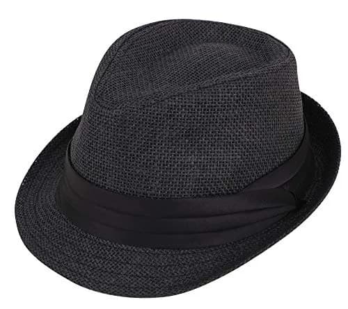Simplicity Fedora Hats for Men Black Fedora Straw Trilby Short Brim | Summer Unisex Sun Accessory thumbnail 1