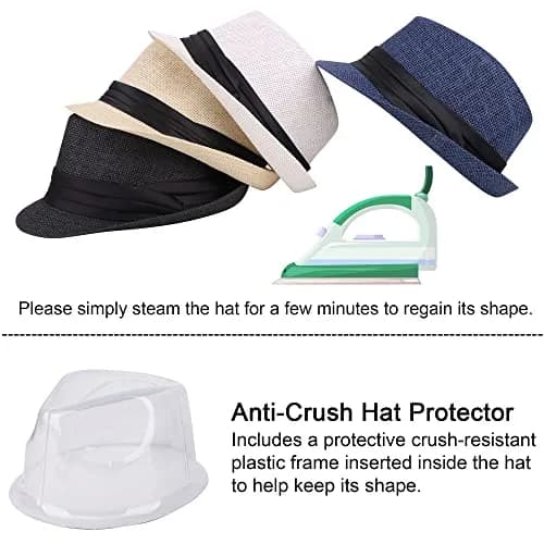 Simplicity Fedora Hats for Men Black Fedora Straw Trilby Short Brim | Summer Unisex Sun Accessory thumbnail 4