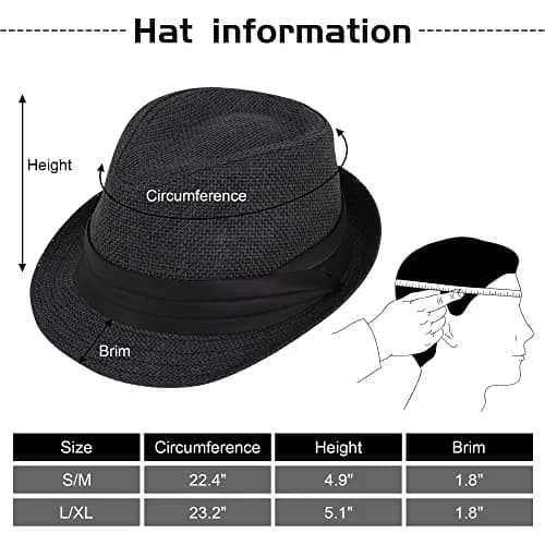 Simplicity Fedora Hats for Men Black Fedora Straw Trilby Short Brim | Summer Unisex Sun Accessory thumbnail 2