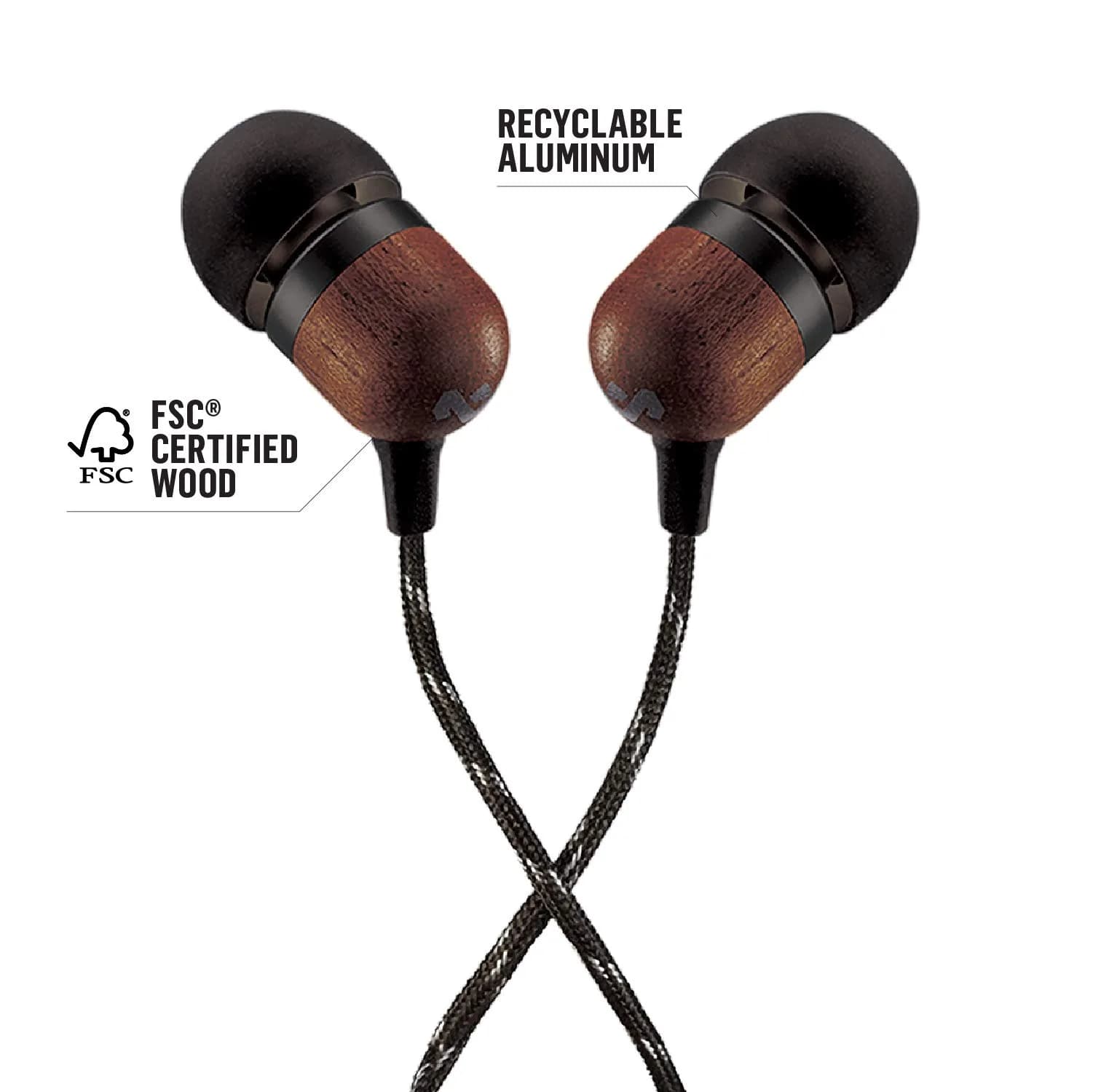 House of Marley Smile Jamaica Wired Earbuds with Mic, Noise-Isolating In-Ear Headphones, 9mm Dynamic Drivers, 3.5mm Jack Sustainable (Signature Black) - view 9