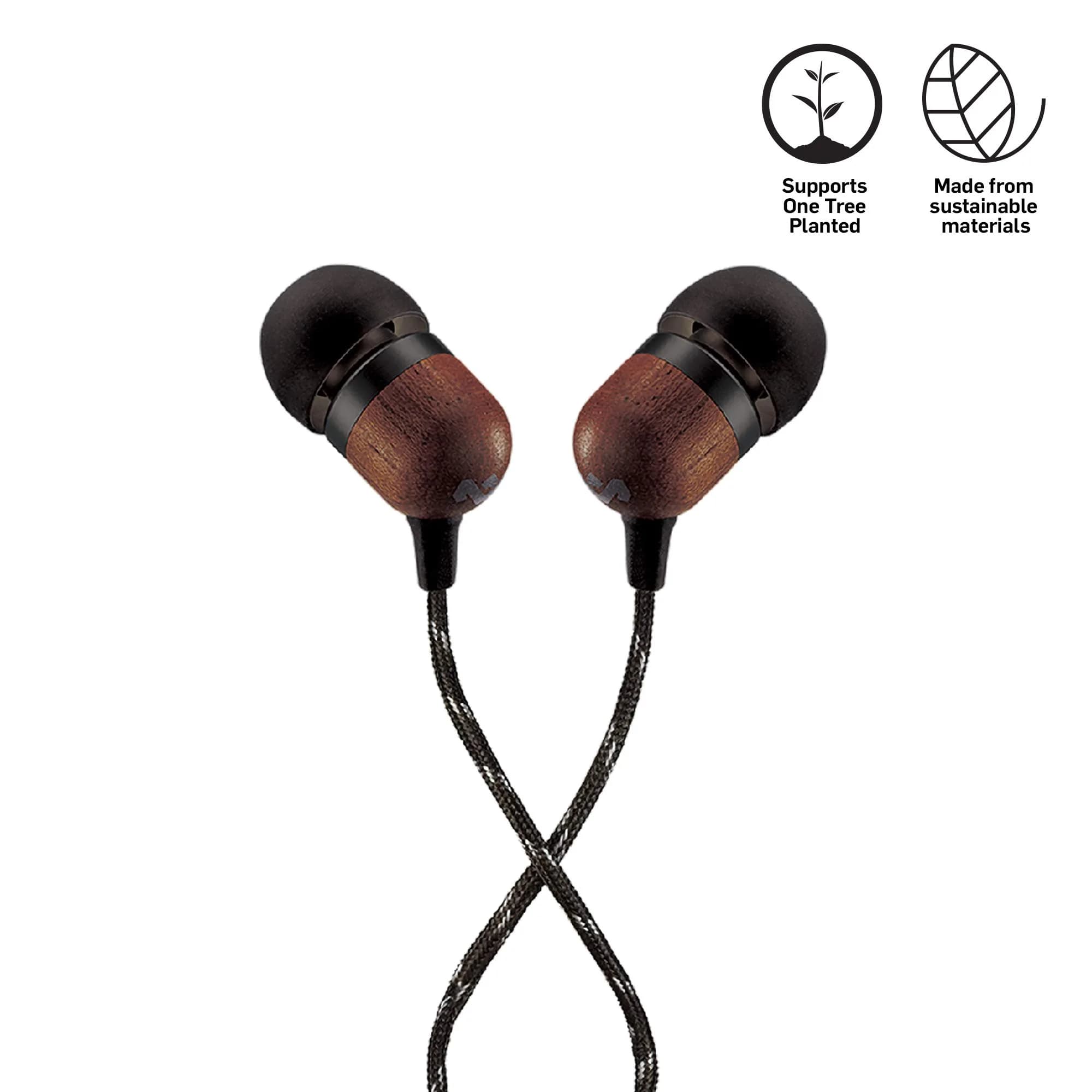 House of Marley Smile Jamaica Wired Earbuds with Mic, Noise-Isolating In-Ear Headphones, 9mm Dynamic Drivers, 3.5mm Jack Sustainable (Signature Black) - view 2