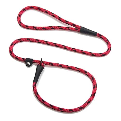 Mendota Pet Slip Leash - Dog Lead & Collar Combo - Made in The USA - Black Ice Red, 3/8 in x 6 ft | Ideal for Small/Medium Breeds thumbnail 1