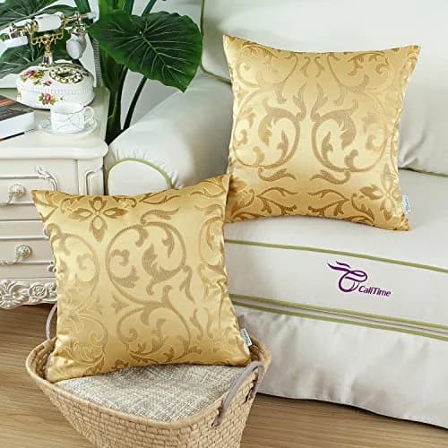 CaliTime Decorative Couch Throw Pillow Covers 18 x 18 Inches | Vintage Floral Solid Color with Hidden Zipper (70-120 chars) thumbnail 2