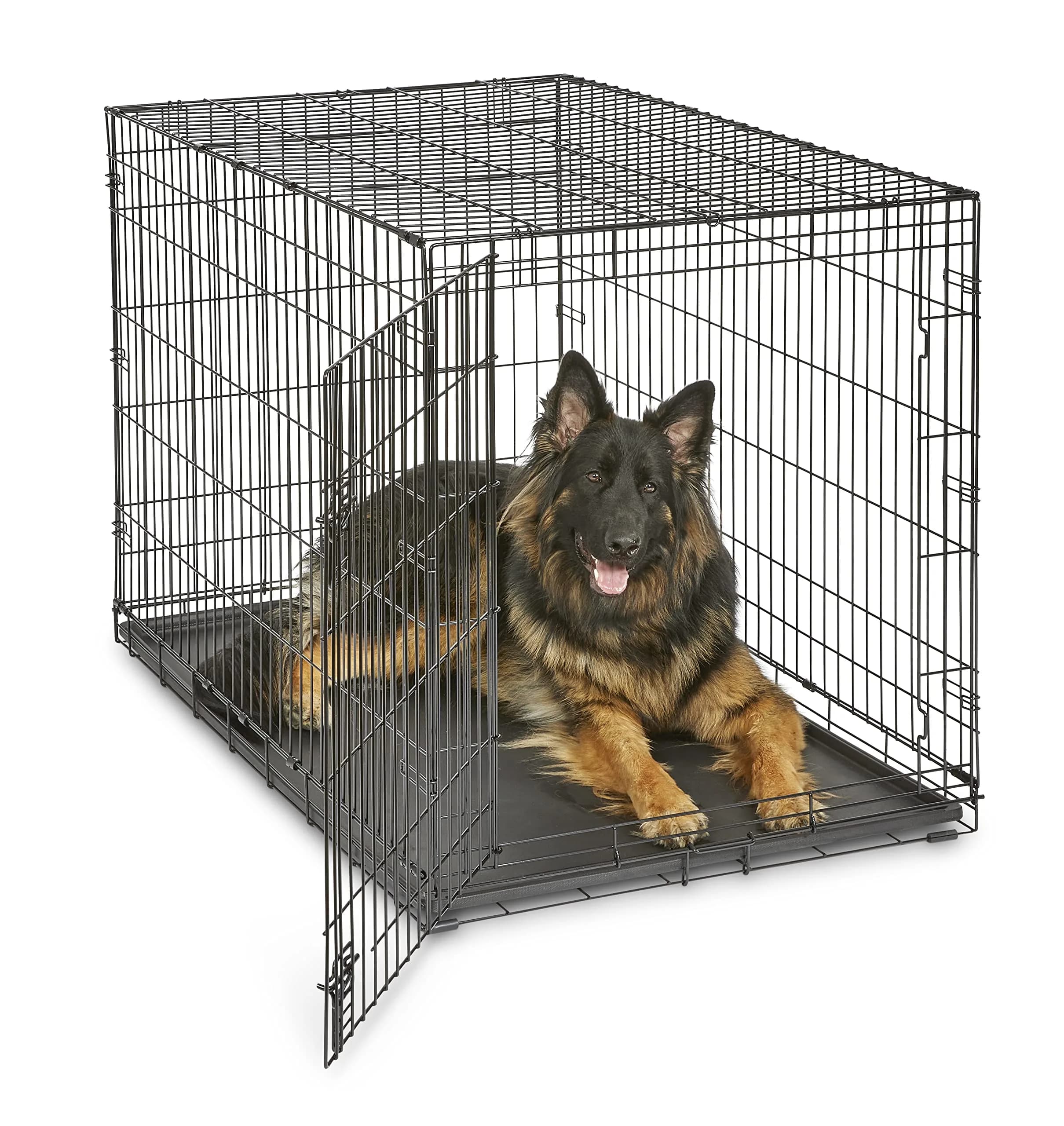New World 48-Inch Single Door Dog Crate XL Breeds 90-110 lbs | Secure, Durable & Foldable — Single Door - Black / XL (48"L)