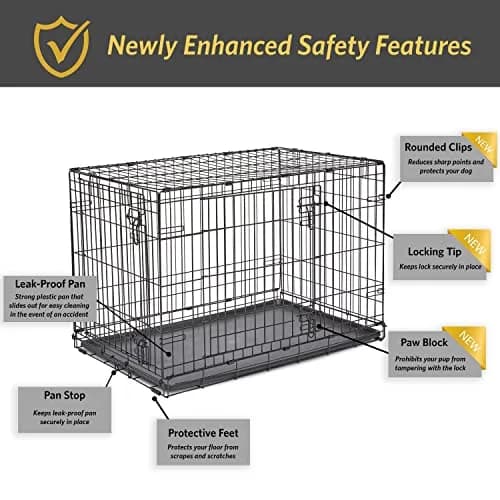 New World 36-Inch Double Door Dog Crate | 41-70 lbs, Durable Metal Wire, Rust-Resistant, Portable, Easy Setup thumbnail 4