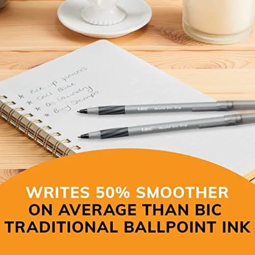 BIC Round Stic Grip Xtra Comfort Black Ballpoint Pens, Medium Point (1.2mm), 12-Count Pack | Smooth Ink Flow thumbnail 5