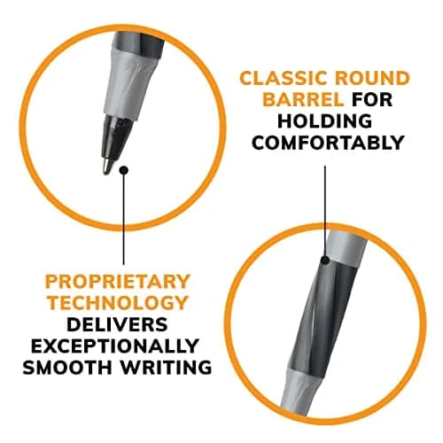 BIC Round Stic Grip Xtra Comfort Black Ballpoint Pens, Medium Point (1.2mm), 12-Count Pack | Smooth Ink Flow thumbnail 7
