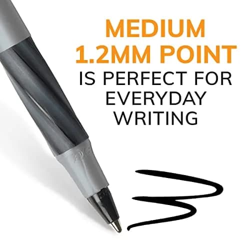 BIC Round Stic Grip Xtra Comfort Black Ballpoint Pens, Medium Point (1.2mm), 12-Count Pack | Smooth Ink Flow thumbnail 2