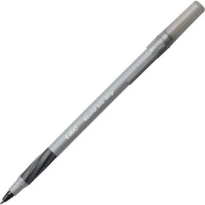 BIC Round Stic Grip Xtra Comfort Black Ballpoint Pens, Medium Point (1.2mm), 12-Count Pack | Smooth Ink Flow thumbnail 3