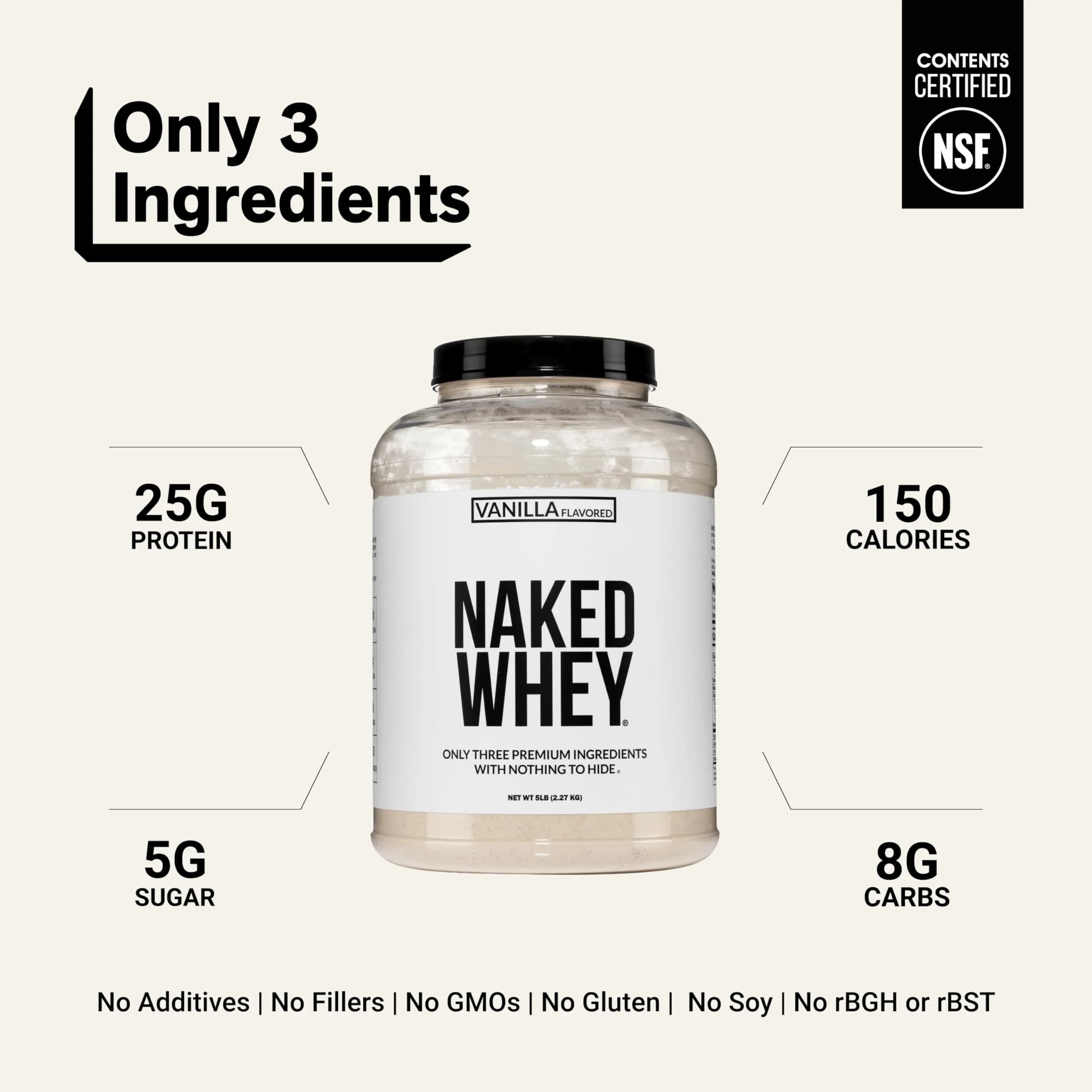 NAKED Strawberry Whey Protein Powder 2.27kg (5 lb) | All Natural Grass Fed Whey Protein Aid Muscle Growth & Recovery - view 3