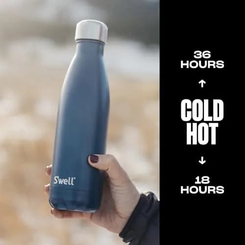 S'well Stainless Steel Water Bottle 17 oz Blue Suede | Keeps Drinks Cold 36h & Hot 18h, Triple-Layer Vacuum Insulation, Travel & Commuting thumbnail 3