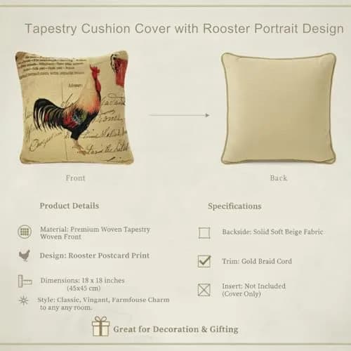 Tache Home Fashion 15051-1PC Cushion Cover | Postmarked with Love, 18x18 in, Cotton Blend thumbnail 3