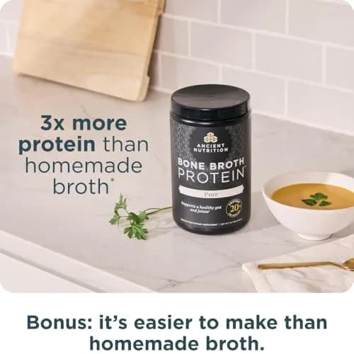 Ancient Nutrition Grass Fed Bone Broth Protein Powder 15.7oz (445g) | 20g Protein Per Serving, Supports Joints & Gut thumbnail 6