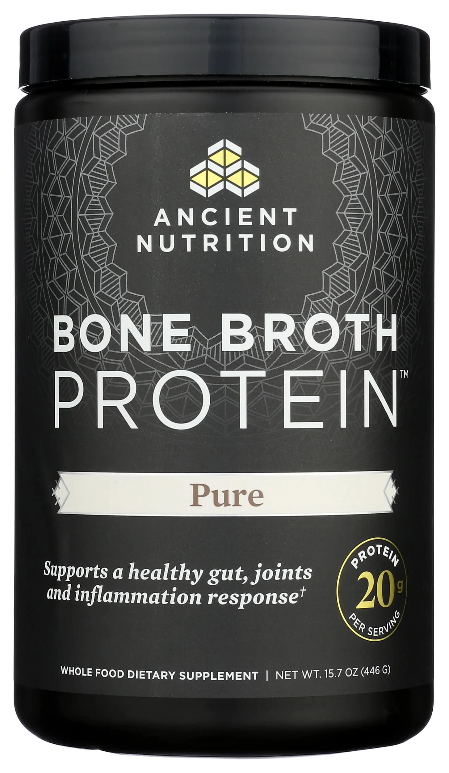 Ancient Nutrition Grass Fed Bone Broth Protein Powder 15.7oz (445g) | 20g Protein Per Serving, Supports Joints & Gut - view 4