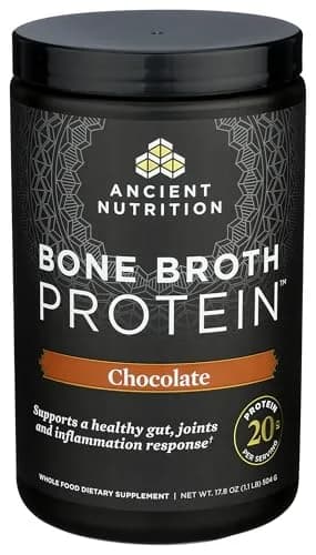 Ancient Nutrition Chocolate Bone Broth Protein Powder 17.8oz (808g) | 20g Protein Per Serving, Gluten-Free thumbnail 4