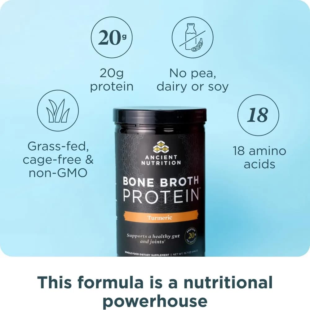 Ancient Nutrition Turmeric Bone Broth Protein Powder | 20 Servings | Gluten-Free - view 2