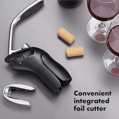 OXO Steel Vertical Lever Corkscrew with Removable Foil Cutter, Wine Opener | Effortless Bottle Opening (70-120 chars) thumbnail 6