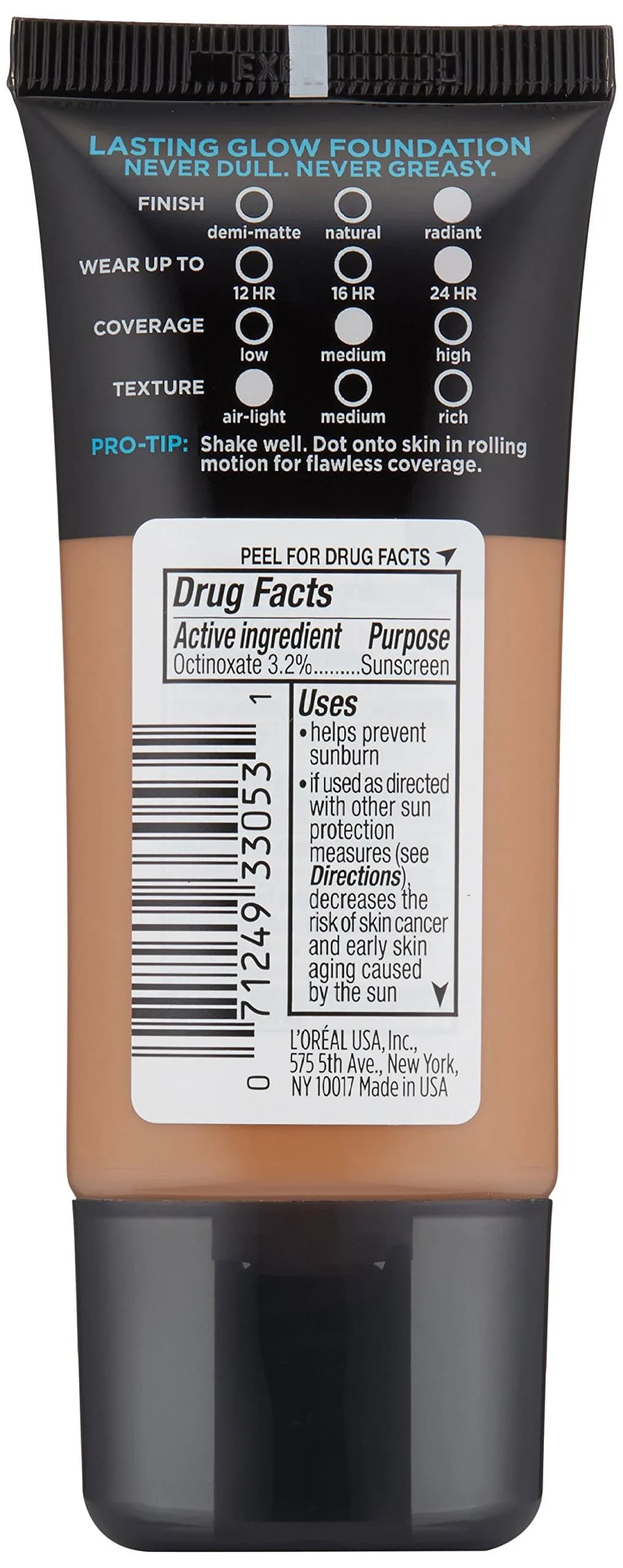 L'Oreal Paris Infallible Pro-Glow Foundation, Creme Café, Hydrating Glow Up to 24HR, 29.57ml - view 2