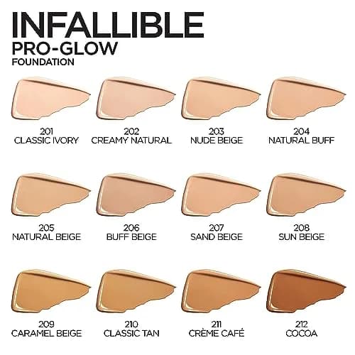 L'Oreal Paris Infallible Pro-Glow Foundation Natural Beige 29.57ml (1 fl oz) | Hydrating Glow Up to 24HR thumbnail 5