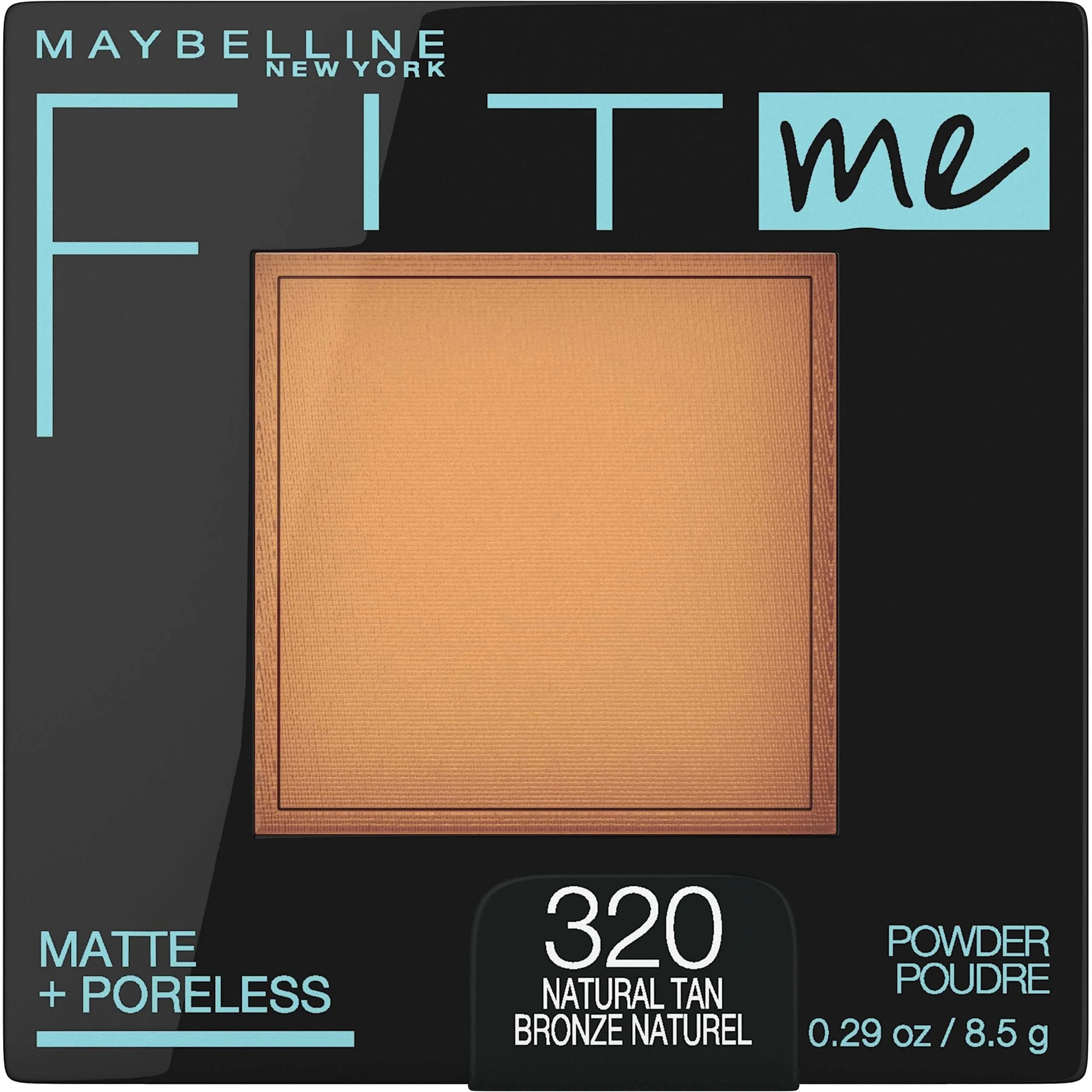 Maybelline Fit Me Matte + Poreless Pressed Powder, Natural Tan (320), 8g - Controls Shine for Oily Skin - main product image